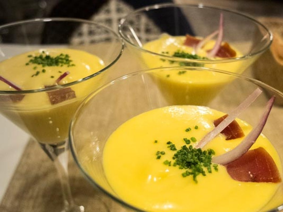 a bowl of soup on a table