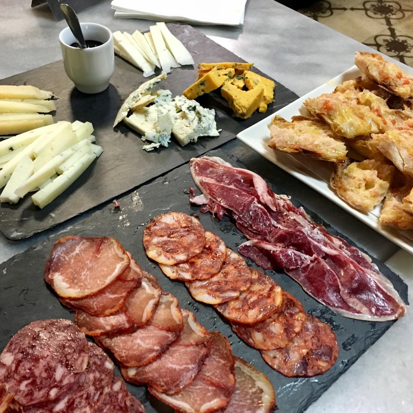 a bunch of different types of food