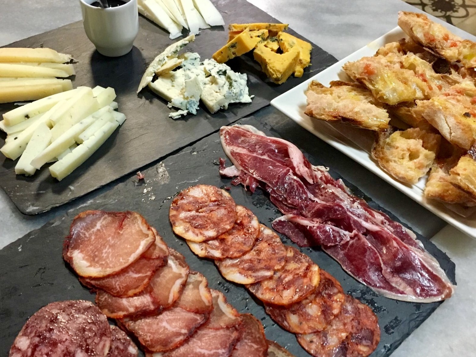 a bunch of different types of food