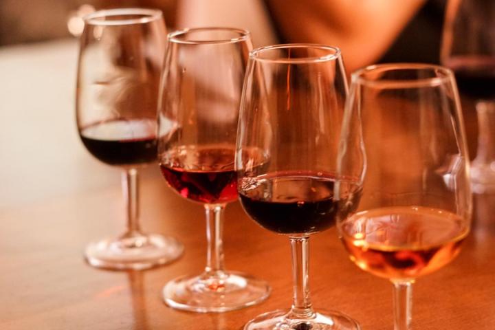 a close up of a glass of wine