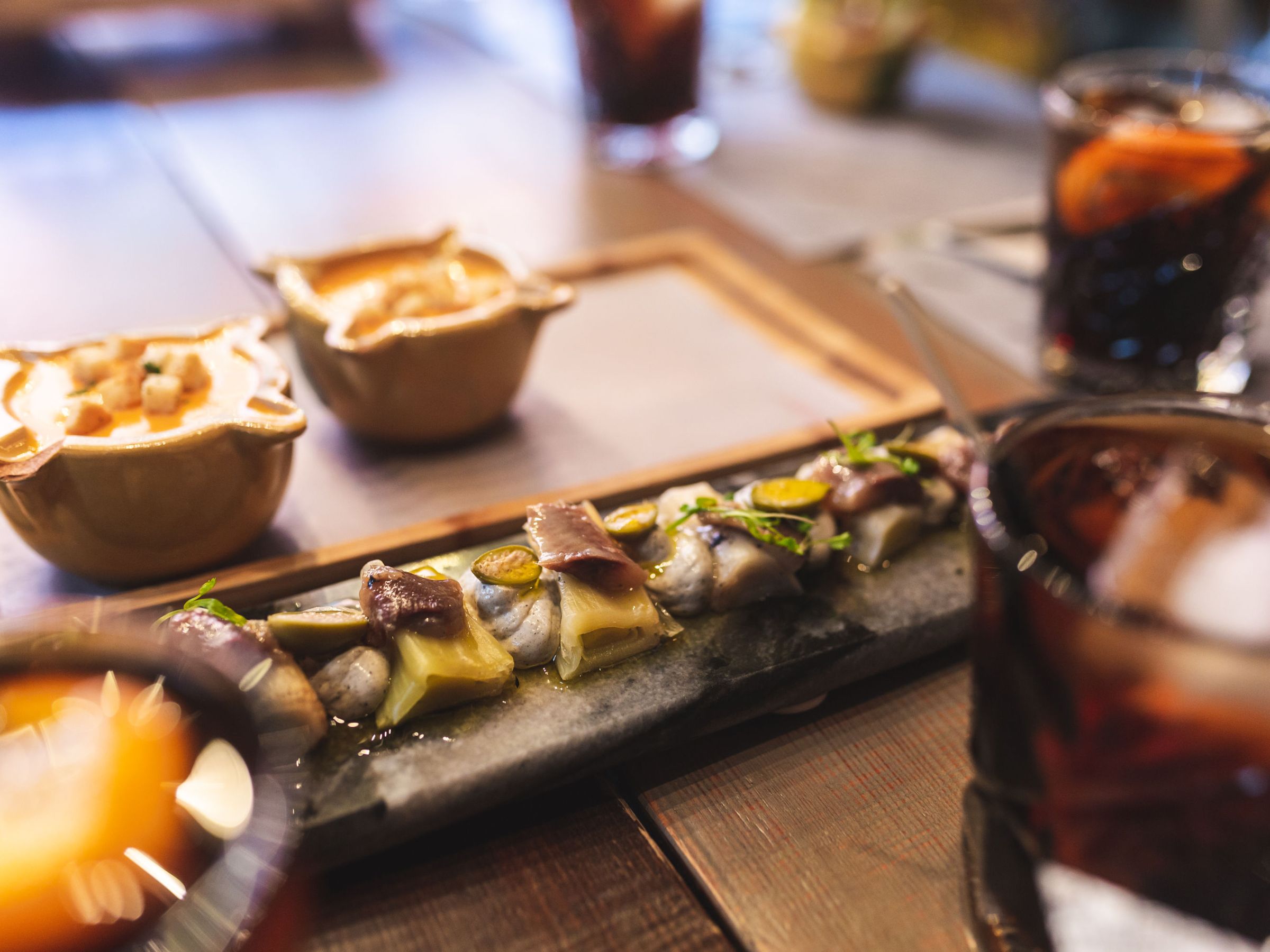 a tray of food on a table