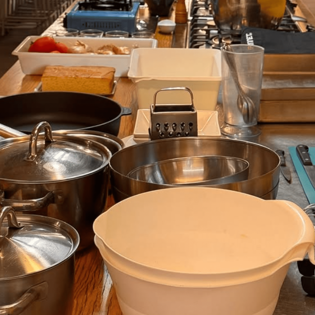 a pot of food on a table