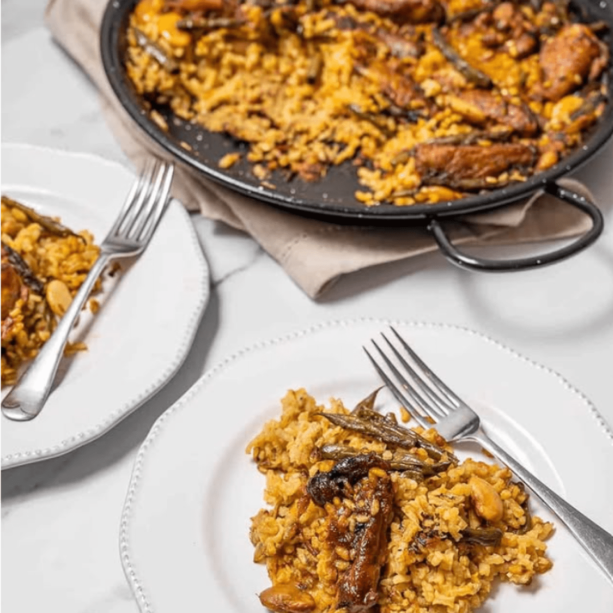 a plate of food with a fork and knife