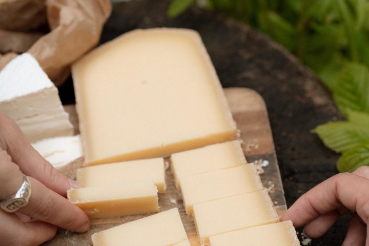 a piece of bread on a cutting board